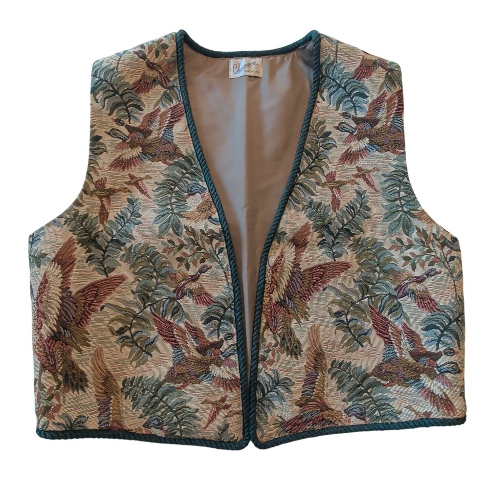 Vintage 90's Mallard Duck Tapestry Vest Charmaine San Antonio Cottagecore